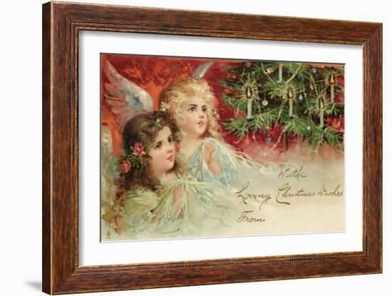 Two Angels Admire the Decorated Tree-null-Framed Art Print