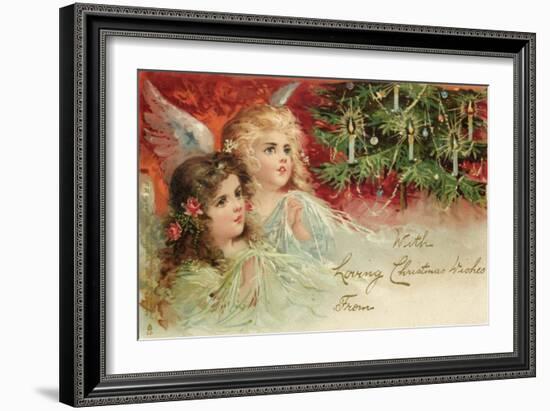 Two Angels Admire the Decorated Tree-null-Framed Art Print