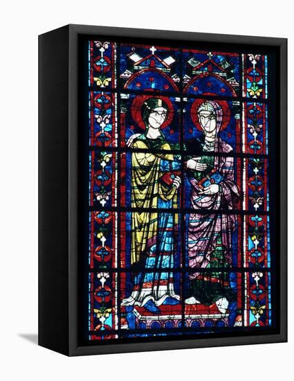 Two Angels in Stained Glass in the Central Choir, Chartres Cathedral, Chartres-Adam Woolfitt-Framed Premier Image Canvas