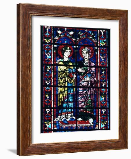 Two Angels in Stained Glass in the Central Choir, Chartres Cathedral, Chartres-Adam Woolfitt-Framed Photographic Print