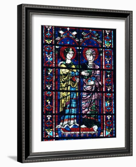Two Angels in Stained Glass in the Central Choir, Chartres Cathedral, Chartres-Adam Woolfitt-Framed Photographic Print