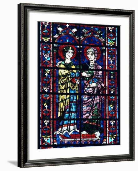 Two Angels in Stained Glass in the Central Choir, Chartres Cathedral, Chartres-Adam Woolfitt-Framed Photographic Print