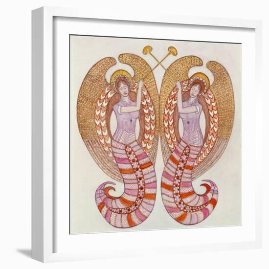 Two angels with trumpets, 1995-Gillian Lawson-Framed Giclee Print