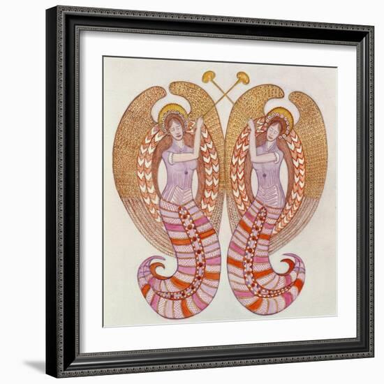 Two angels with trumpets, 1995-Gillian Lawson-Framed Giclee Print