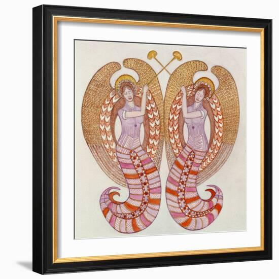 Two angels with trumpets, 1995-Gillian Lawson-Framed Giclee Print