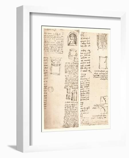 Two architectural drawings, c1472-c1519 (1883)-Leonardo Da Vinci-Framed Giclee Print