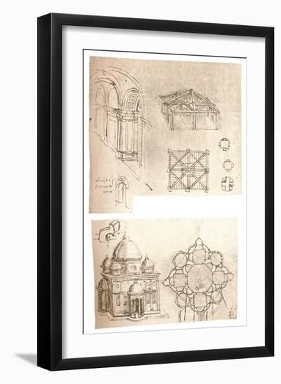 Two architectural drawings, c1472-c1519 (1883)-Leonardo Da Vinci-Framed Giclee Print