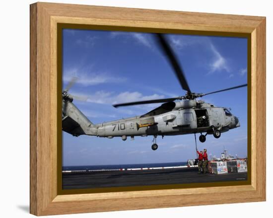 Two Aviation Ordnancemen Connect Transport Cables to a SH-60B Helicopter-Stocktrek Images-Framed Premier Image Canvas