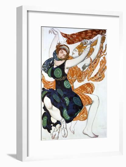 Two Bacchantes, Costume Design for a Ballets Russes Production of Tcherepnin's Narcisse, 1911-Leon Bakst-Framed Giclee Print