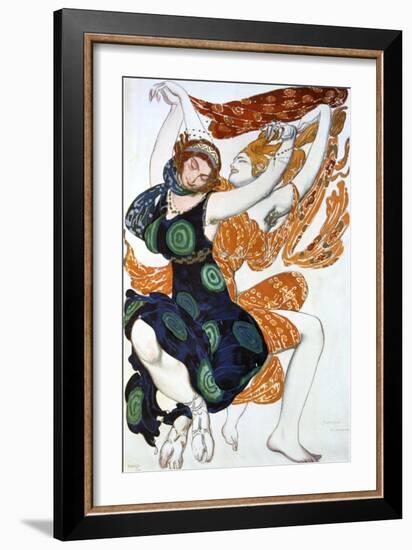 Two Bacchantes, Costume Design for a Ballets Russes Production of Tcherepnin's Narcisse, 1911-Leon Bakst-Framed Giclee Print