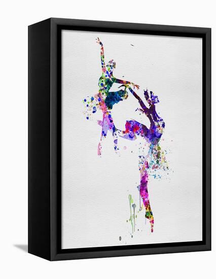 Two Ballerinas Dance Watercolor-Irina March-Framed Stretched Canvas