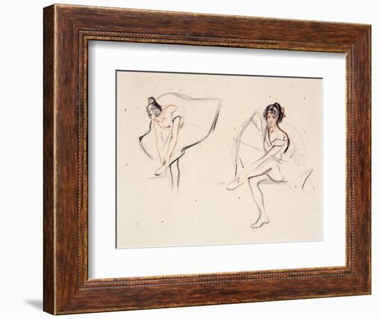 Two Ballerinas, Holding Their Ankles Wearing Ballet Skirts-Isobel Lilian Gloag-Framed Giclee Print