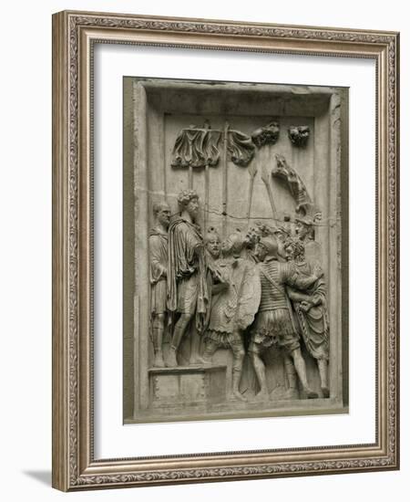 Two Barbarian Prisoners of the Marcomanic War Led Before Emperor Marcus Aurelius (161-180 CE)-null-Framed Giclee Print