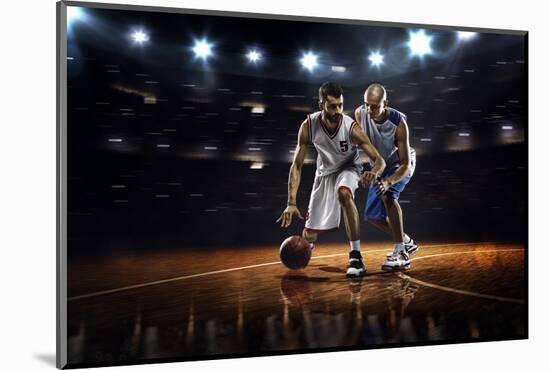 Two Basketball Players in Action in Gym Panorama View-Eugene Onischenko-Mounted Photographic Print