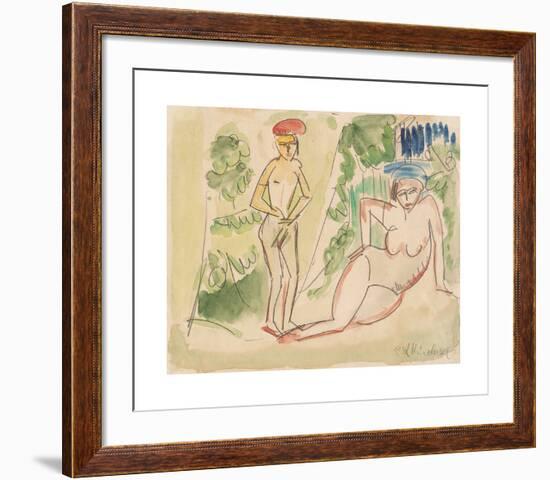 Two Bathers Near the Woods-Ernst Ludwig Kirchner-Framed Premium Giclee Print