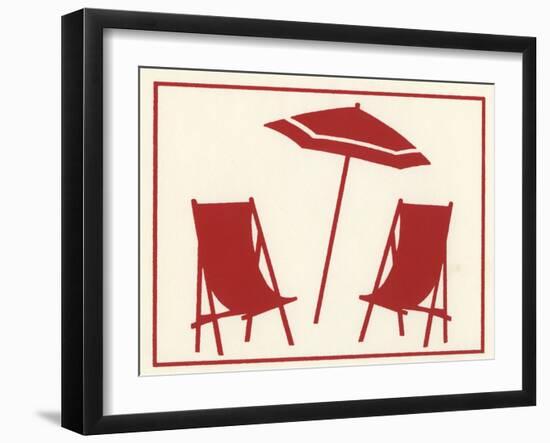 Two Beach Chairs and an Umbrella-Crockett Collection-Framed Giclee Print