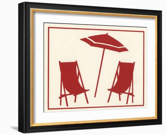 Two Beach Chairs and an Umbrella-Crockett Collection-Framed Giclee Print