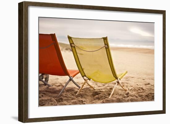 Two Beach Chairs with Spanish Coast in the Background in Plage Des Casernes, France-Axel Brunst-Framed Photographic Print