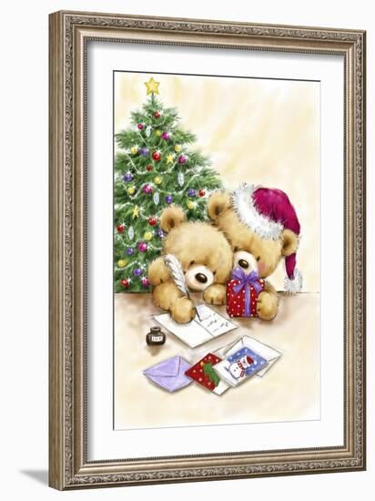 Two Bears with Christmas Cards-MAKIKO-Framed Giclee Print