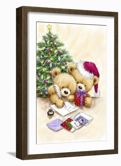 Two Bears with Christmas Cards-MAKIKO-Framed Giclee Print