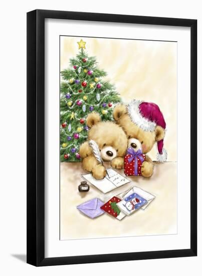 Two Bears with Christmas Cards-MAKIKO-Framed Giclee Print