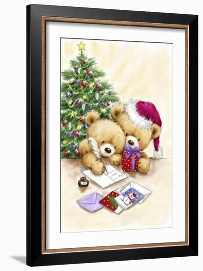 Two Bears with Christmas Cards-MAKIKO-Framed Giclee Print