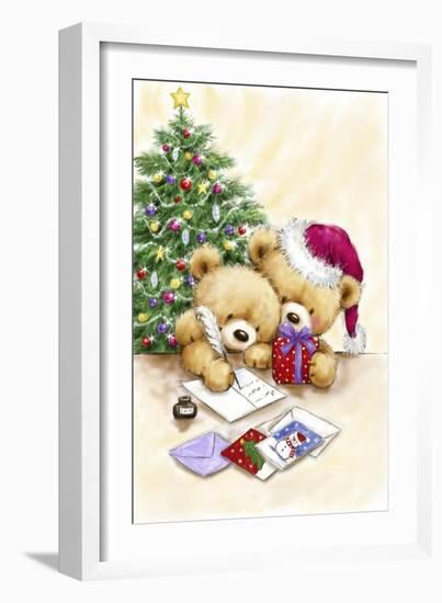 Two Bears with Christmas Cards-MAKIKO-Framed Giclee Print