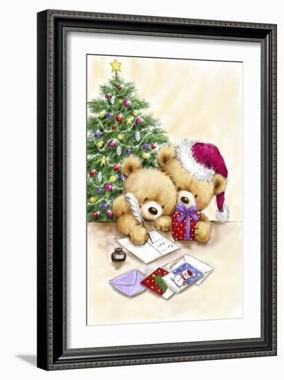 Two Bears with Christmas Cards-MAKIKO-Framed Giclee Print