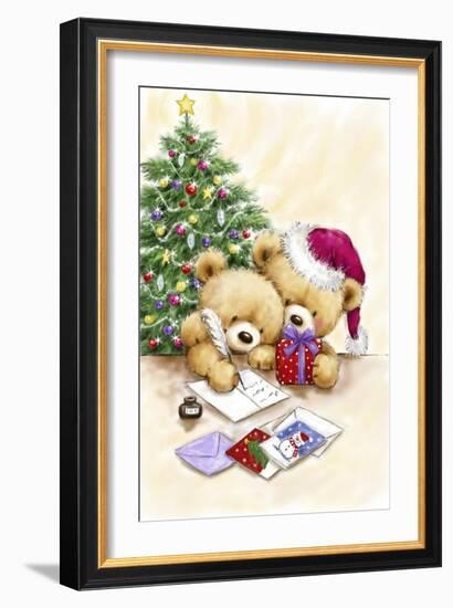 Two Bears with Christmas Cards-MAKIKO-Framed Giclee Print