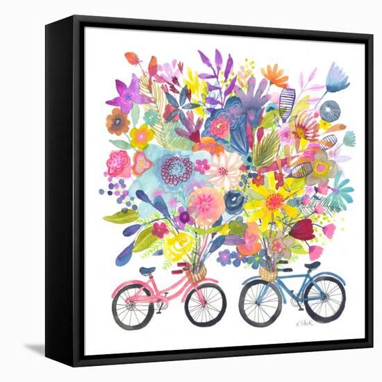 Two Bicycle Floral Bouquet-Kerstin Stock-Framed Stretched Canvas