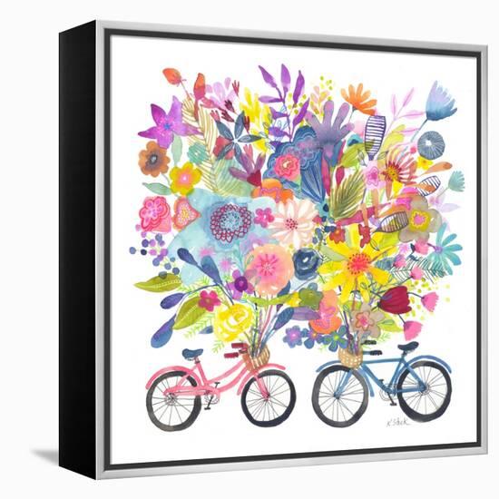 Two Bicycle Floral Bouquet-Kerstin Stock-Framed Stretched Canvas