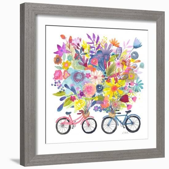 Two Bicycle Floral Bouquet-Kerstin Stock-Framed Art Print