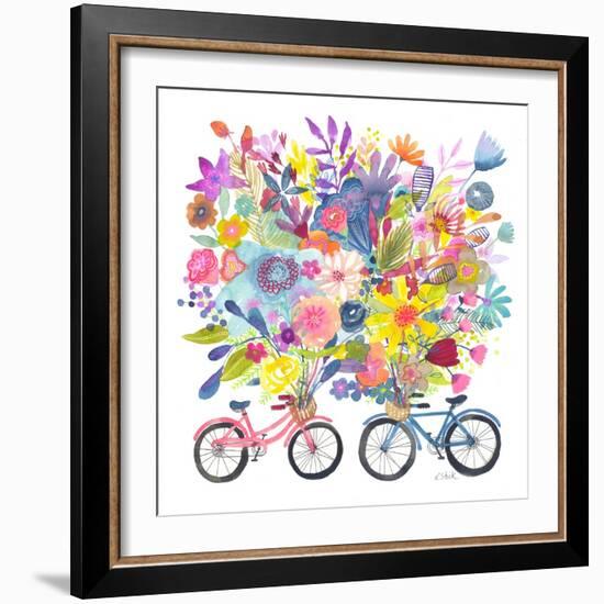Two Bicycle Floral Bouquet-Kerstin Stock-Framed Art Print