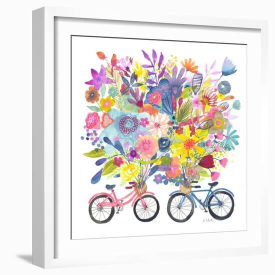 Two Bicycle Floral Bouquet-Kerstin Stock-Framed Art Print