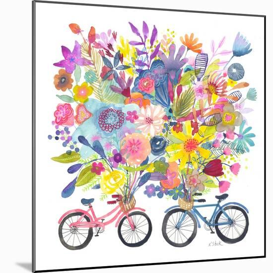 Two Bicycle Floral Bouquet-Kerstin Stock-Mounted Art Print