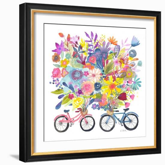 Two Bicycle Floral Bouquet-Kerstin Stock-Framed Art Print