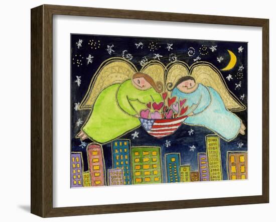 Two Big Diva Angels with Our Flag-Wyanne-Framed Giclee Print