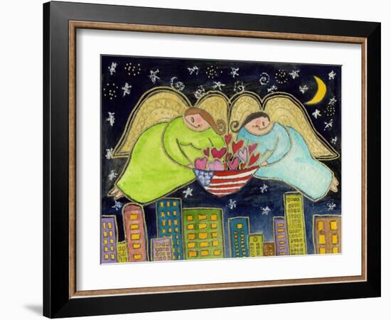 Two Big Diva Angels with Our Flag-Wyanne-Framed Giclee Print