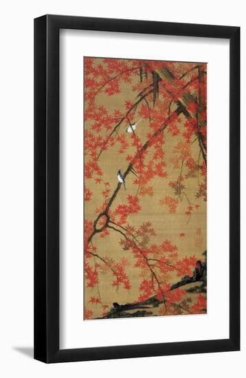 Two Birds Meet Up on the Maple Tree-Jyakuchu Ito-Framed Giclee Print