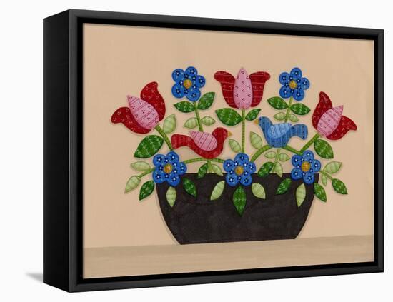 Two Birds with Flowers-Debbie McMaster-Framed Premier Image Canvas