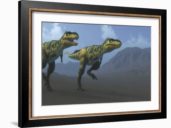 Two Bistahieversor Dinosaurs Hunting for Prey-Stocktrek Images-Framed Art Print