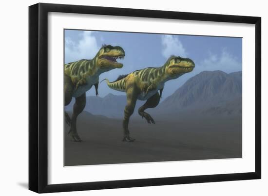 Two Bistahieversor Dinosaurs Hunting for Prey-Stocktrek Images-Framed Art Print