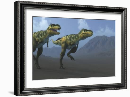 Two Bistahieversor Dinosaurs Hunting for Prey-Stocktrek Images-Framed Art Print