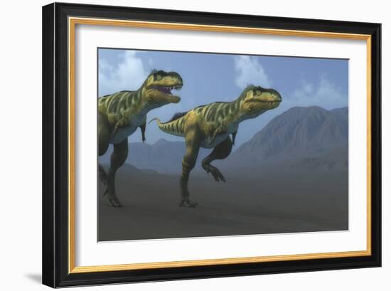 Two Bistahieversor Dinosaurs Hunting for Prey-Stocktrek Images-Framed Art Print