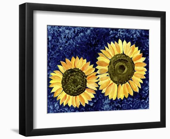 Two Blue Sunflowers-Cheryl Bartley-Framed Giclee Print