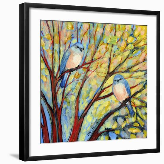 Two Bluebirds-Jennifer Lommers-Framed Art Print