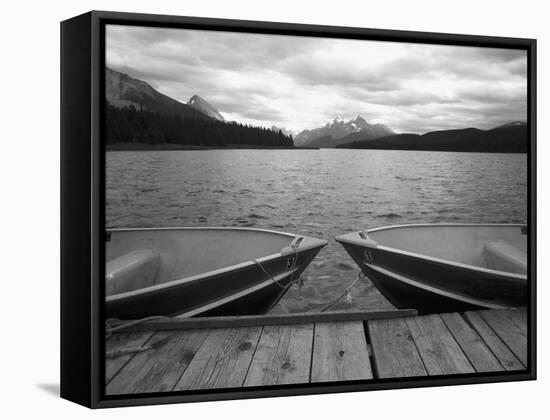 Two Boats At Lake Maligne, Canadian Rockies 06-Monte Nagler-Framed Premier Image Canvas