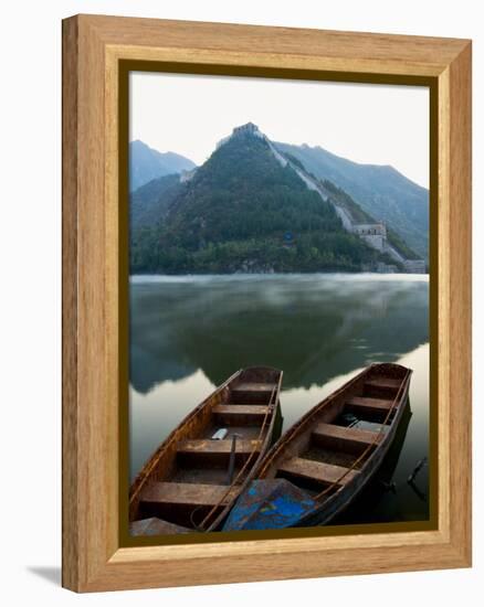 Two Boats on Jintang Lake Beside Great Wall of China, UNESCO World Heritage Site, Huanghuacheng (Ye-Kimberly Walker-Framed Premier Image Canvas