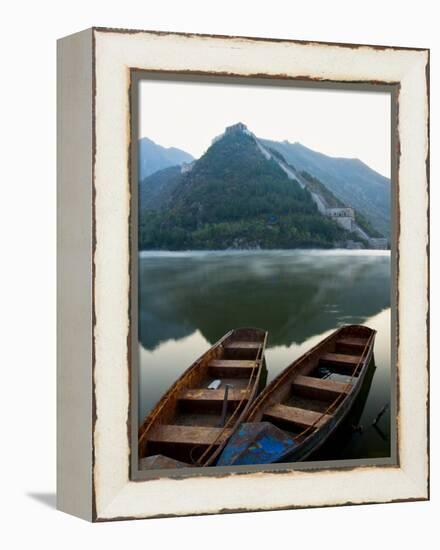 Two Boats on Jintang Lake Beside Great Wall of China, UNESCO World Heritage Site, Huanghuacheng (Ye-Kimberly Walker-Framed Premier Image Canvas