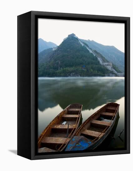 Two Boats on Jintang Lake Beside Great Wall of China, UNESCO World Heritage Site, Huanghuacheng (Ye-Kimberly Walker-Framed Premier Image Canvas